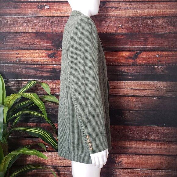 NWOT GAP Mens Large Olive Green Check Blazer Jacket Seersucker Sport Coat - Picture 2 of 10